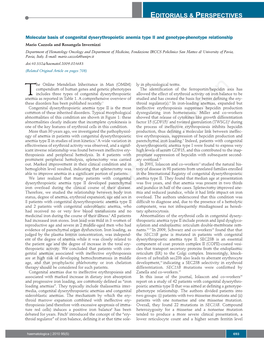 Molecular Basis of Congenital Dyserythropoietic Anemia Type II and Genotype-Phenotype Relationship