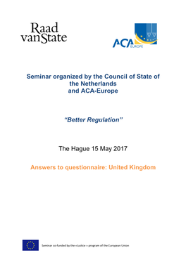 Seminar Organized by the Council of State of the Netherlands and ACA-Europe