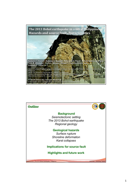 The 2013 Bohol Earthquake in Central Philippines: Hazards and Source Fault Characteristics