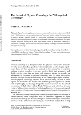 The Import of Physical Cosmology for Philosophical Cosmology