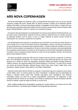 Biografía Ars Nova Copenhagen