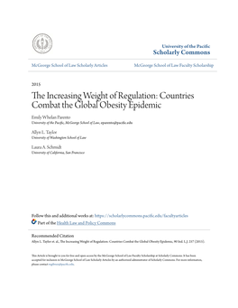 The Increasing Weight of Regulation: Countries Combat the Global Obesity Epidemic