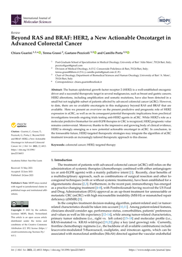 HER2, a New Actionable Oncotarget in Advanced Colorectal Cancer