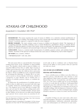 Ataxias of Childhood