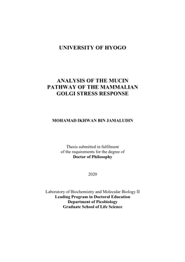 University of Hyogo Analysis of the Mucin Pathway of The
