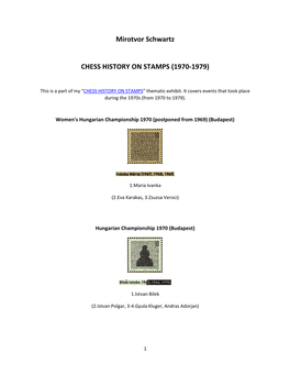 Mirotvor Schwartz CHESS HISTORY on STAMPS (1970-1979)