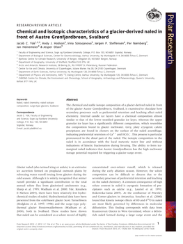 Chemical and Isotopic Characteristics of a Glacier-Derived Naled in Front of Austre Grønfjordbreen, Svalbard Jacob C