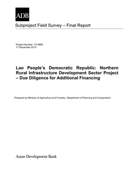 Subproject Field Survey – Final Report