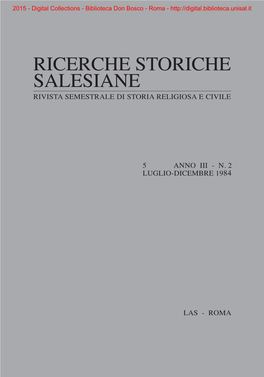 Ricerche Storiche Salesiane Rivista Semestrale Di Storia Religiosa E Civile