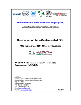 Hotspot Report for a Contaminated Site: Old Korogwe DDT Site in Tanzania