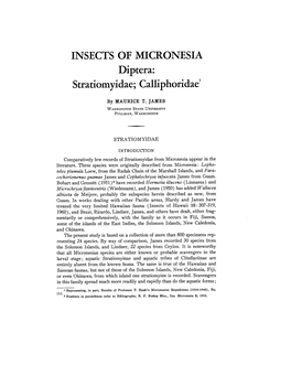 INSECTS of MICRONESIA Diptera: Stratiomyidae; Calliphoridae1