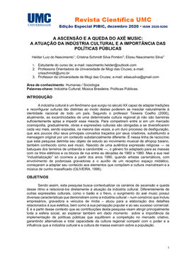 A Ascensão E a Queda Do Axé Music: a Atuação Da Indústria Cultural E a Importância Das Políticas Públicas