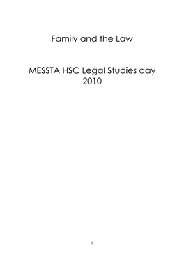 Family and the Law MESSTA HSC Legal Studies Day 2010