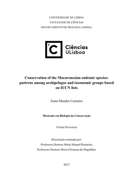 Conservation of the Macaronesian Endemic Species: Patterns Among Archipelagos and Taxonomic Groups Based on IUCN Lists