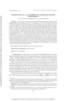 Distributed $(\Delta+1)$-Coloring Via Ultrafast Graph Shattering | SIAM