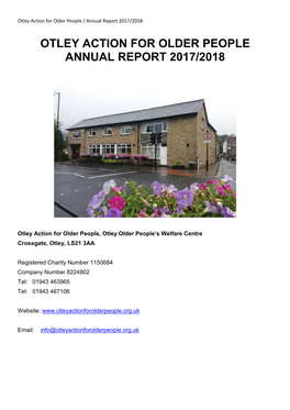 Otley Action for Older People Annual Report 2017/2018