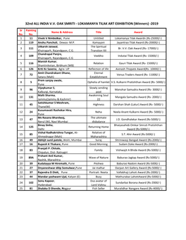 32Nd ALL INDIA V.V. OAK SMRITI - LOKAMANYA TILAK ART EXHIBITION (Winners) -2019