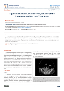 Sigmoid Volvulus: a Case Series, Review of the Literature and Current Treatment