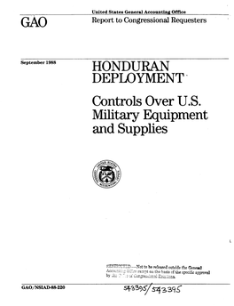 NSIAD-88-220 Honduran Deployment: Controls Over U.S. Military