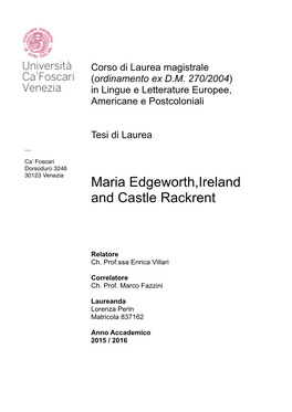 Maria Edgeworth,Ireland and Castle Rackrent