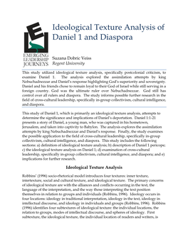 Ideological Texture Analysis of Daniel 1 and Diaspora