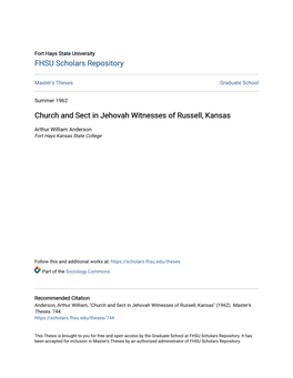 Church and Sect in Jehovah Witnesses of Russell, Kansas