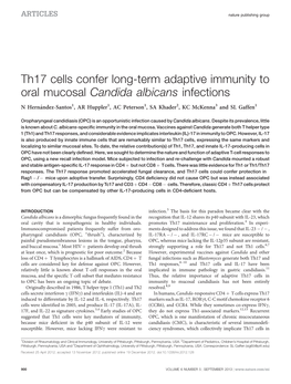 Th17 Cells Confer Long-Term Adaptive Immunity to Oral Mucosal Candida Albicans Infections