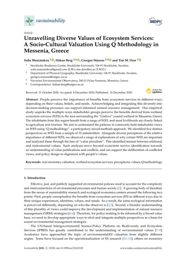 Unravelling Diverse Values of Ecosystem Services: a Socio-Cultural Valuation Using Q Methodology in Messenia, Greece
