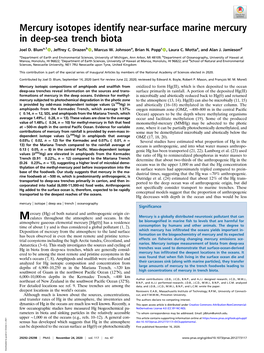 Mercury Isotopes Identify Near-Surface Marine Mercury in Deep-Sea Trench Biota