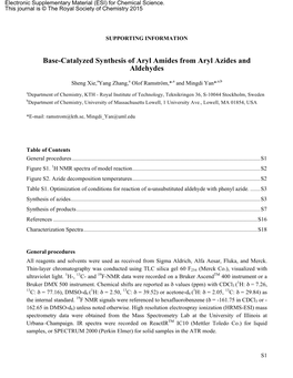 Base-Catalyzed Synthesis of Aryl Amides from Aryl Azides and Aldehydes