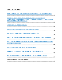 Table of Contents Risk Factors for and Outcomes