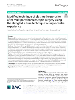 Modified Technique of Closing the Port Site After Multiport Thoracoscopic Surgery Using the Shingled Suture Technique: a Single