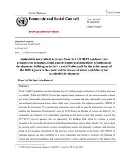 Economic and Social Council Distr.: General 04 May 2021