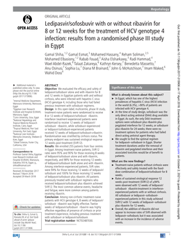 Ledipasvir/Sofosbuvir with Or Without Ribavirin for 8 Or 12 Weeks For