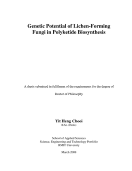 Genetic Potential of Lichen-Forming Fungi in Polyketide Biosynthesis