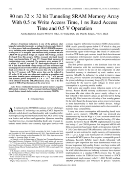 90 Nm 32 32 Bit Tunneling SRAM Memory Array with 0.5 Ns Write