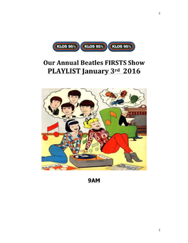 2016 Beatles FIRSTS Show