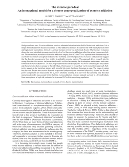 The Exercise Paradox: an Interactional Model for a Clearer Conceptualization of Exercise Addiction