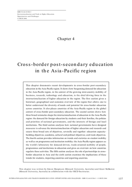 Cross-Border Post-Secondary Education in the Asia-Pacific Region