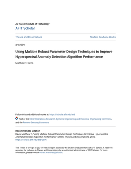 Using Multiple Robust Parameter Design Techniques to Improve Hyperspectral Anomaly Detection Algorithm Performance