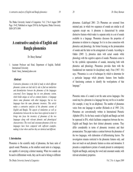 A Contrastive Analysis of English and Bangla Phonemics 19 20 Dr