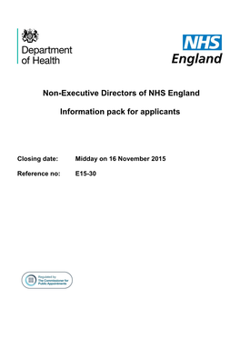 Non-Executive Directors of NHS England Information Pack For