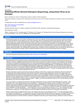 Validating Whole Genome Nanopore Sequencing, Using Usutu Virus As an Example