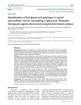 Identification of Key Genes and Pathways in Scleral Extracellular