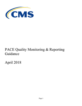 PACE Quality Monitoring & Reporting Guidance, April 2018