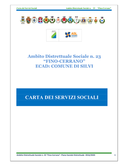 Carta Dei Servizi Sociali Ambito Distrettuale Sociale N