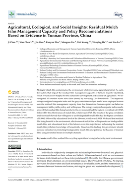 Agricultural, Ecological, and Social Insights: Residual Mulch Film Management Capacity and Policy Recommendations Based on Evidence in Yunnan Province, China