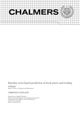 Interday News-Based Prediction of Stock Prices and Trading Volume Master’S Thesis in Engineering Mathematics