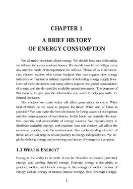 Chapter 1 a Brief History of Energy Consumption