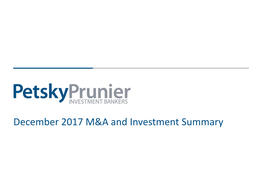 December 2017 M&A and Investment Summary